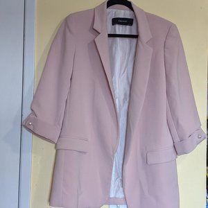 Zara blush pink blazer w pearl ruched sleeves | M